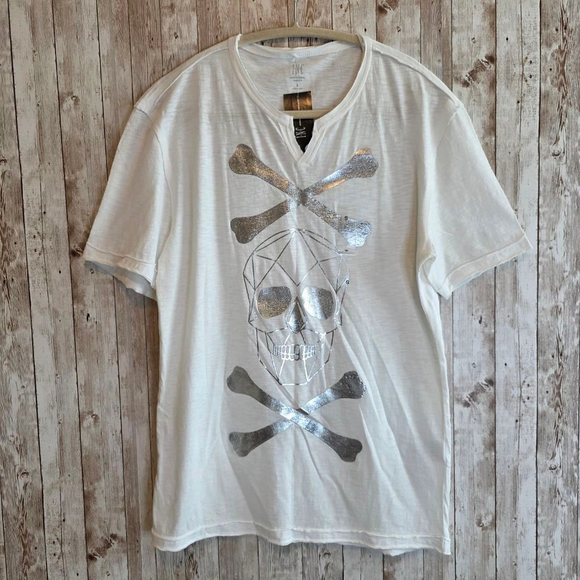 Men's INC International Concepts T-shirt Size S White Skull Graphic - Picture 1 of 6